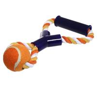 Rope Tug with Tennis Ball Dog Toy - Durable Orange Chew & Tug Toy for Medium & Large Dogs- Strong Cotton Rope & Rubber Ball- Interactive Pet Toy for Tug-of-War, Fetch & Active Play.