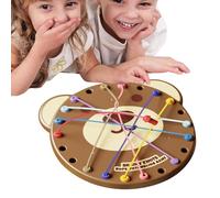 Rope Untangling Game - Interactive Logic Sorting Toy, Wooden Strategy Puzzle Board with Colorful Cords, Brain Teaser Travel Game, Ideal for Classrooms Family Nights Travel Ages 3+