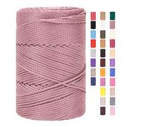 Rope Yarn 3 mm x 225 m for Crocheting Macrame Bags Cotton Cord Polyester Bakers Yarn Cotton Cord Macrame Cord Cotton Thread Braided Textile Yarn Baskets Easy Yarn (Pack of 27.2)