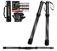 Ropeless battle ropes (2-in-1) Elatic Fitness Bar,Cordless battle ropes sticks with Exercise Guide,Portable Home Gym Equipment for HIIT,Strength Low-Impact Workouts For Men & Women Black