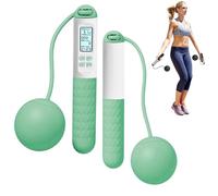 Ropeless Skipping Rope | Cordless Jump Rope With Counter, Smart Digital, Gravitys Ball, Adjustable Length Weighted - for Fitness Adults Kids (Green A)