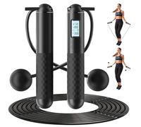 Ropeless Skipping Rope,Cordless Skipping Rope for Adults,Cordless Jump With Counter Adjustable Weighted without Exercise and fitness for Home Workout Equipment for Women Men Kids Waist (Black)