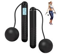Ropeless Skipping Rope, Cordless Skipping Ropes for Adults, Wireless Skipping Rope with Counter, Smart Digital Gravity Ball Jump Rope without Rope for Home Workout Equipment for Women Men (Black-A)