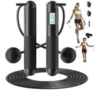 Ropeless Skipping Rope, Cordless Skipping Ropes for Adults, Wireless Skipping Rope with Counter, Smart Digital Ball Jump Rope,Weighted Skipping Rope without Rope for Home Workout Equipment (6.5cm-B)