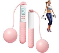 Ropeless Skipping Rope, Cordless Skipping Ropes for Adults, Wireless Skipping Rope with Counter, Smart Digital Gravity Ball Jump Rope without Rope for Home Workout Equipment for Women Men (Pink-A)
