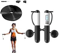Ropeless Skipping Rope,Cordless Skipping Ropes for Adults,Wireless Skipping Rope with Counter,Smart Digital Ball Jump Rope (White)
