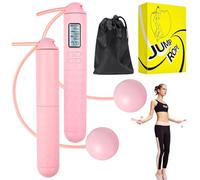 Ropeless Skipping Rope, Skipping Ropes For Adults, Wireless Skipping Rope With Counter, Cordless Skipping Ropes Gravity Ball Jump Rope At Home Workout Experience Equipment For Women Men (Pink)