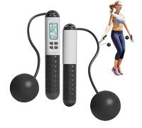 Ropeless Skipping Rope with Counter, Smart Cordless Jump Ropes for Fitness, Skip Rope with Gravity Ball & LCD Display, Workout Equipment for Women Men, Burn Calories, Boxing Jumping Rope (Black 2)