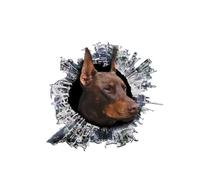 ROPEME 13cm Black And Red Doberman Car Sticker Torn Metal Decal Reflective Stickers Waterproof Car Styling Dog Decal Car Decoration