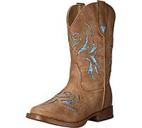 Roper 1901 Kid's Wide Square Toe Tan Tumbled Faux Leather 11
