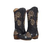 ROPER Women's Riley Flowers Western Boot, Black, 7 UK