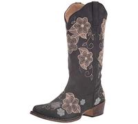 Roper Women's Riley Flowers Western Boot, Black, 9 UK