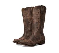 ROPER Women's Riley Scroll Embroidery Snip Toe Western Boot, Brown, 2 UK