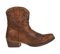 ROPER Womens Short Stuff Embossed Snip Toe Casual Boots Ankle Low Heel 1-2" - Brown, Tan, 8 UK