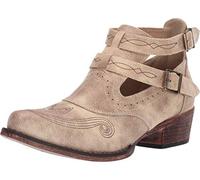 ROPER Womens Willa Embroidery Snip Toe Casual Boots Ankle Low Heel 1-2" - Brown, Tan, 10