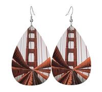 Ropes on The Golden Gate Bridge Leather Earrings Dangle Drop Earring Lightweight Teardrop Earrings Vintage Bohemian Earring for Women Christmas Birthday Gift Fashion Jewelry