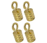 RopeServices UK 4 Pack x 24mm Polished Brass Reeded Rope Hooks Decking Fitting Fixings Quality