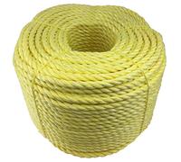 RopeServices UK 8mm Yellow Polypropylene Rope x 100 Metres, Cheap Nylon Twisted Poly Ropes