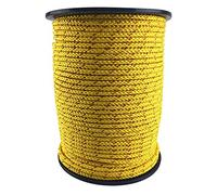RopeServices UK 8mm Yellow With Red Fleck Polypropylene Braided Poly Rope Cord x 250 Metre Strong String