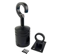 RopeServices UK Powder Coated Black Finished Decking Rope Hook and Eye Plates to Fit Diameter 24mm Ropes, Garden Fixing