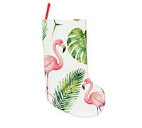 ropical Leaf And Pink Flamingo Print Large Christmas Stockings 18 In, Beautiful Festive Gift Holder Bag,Holiday Xmas Party Socks