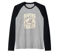 Roping is My Therapy Rodeo Cowboy Roper Quote Raglan Baseball Tee