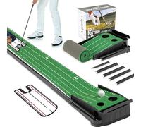 ropoda 9ft Golf Putting Green, Portable Putting Mat for Home and Office with Auto Ball Return Function, Golf Practice Putting Mat Aid for Indoor and Outdoor Use (Putting Mirror Included)