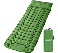 ROPODA Camping Inflatable Mattress, Ultralight Sleeping Mat with Pillow，Built-in Foot Pump, Waterproof Sleeping Pad with Carry Bag for Hiking, Backpacking, Traveling，77''*27''*3.9'' (Green)