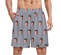 RoPox Custom Men Trunks with Face, Personalised Photo Face Sweat Shorts, Shorts Men Pants Casual Slim Fit/Breathable Trunks Pants