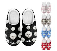 RoPox Custom Slippers,Personalized House Slippers For Women Man,Anti-Skid Rubber Sole Personalized Indoor Faces Slippers with Warm Coral Fleece Lining for Indoor Outdoor For Family