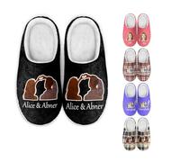 RoPox Custom Slippers,Personalized House Slippers For Women Man,Anti-Skid Rubber Sole Personalized Indoor Faces Slippers with Warm Coral Fleece Lining for Indoor Outdoor For Family