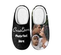 RoPox Custom Slippers, Personalized Photo & Text House Shoes/Winter Soft Plush Cotton - Casual Shape - Indoor/Outdoor Use, Funny Gifts for Men and Women