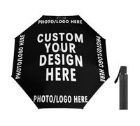 RoPox Personalised Umbrella, with Your own Image/Text/Logo, Umbrella ribs made of, 8 structural steel and carbon fiber composite structures, Auto Open and Close,for Men Women Family Personalized Gift