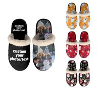 RoPox Personalized House Shoes, Customizable with photos and text, Warm Comfortable Indoor Use, House for Men &Women, Multi-Size - Non Slip, for Funny Gifts Valentine's Day