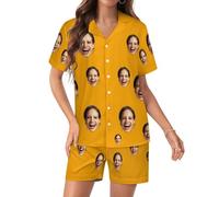 RoPox Personalized Pajamas Set, Custom Pyjama Set with Photo Face, Custom Short Pajamas, Custom Face Pajamas, Suitable for both men and women