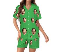 RoPox Personalized Pajamas Set, Custom Pyjama Set with Photo Face, Custom Short Pajamas, Custom Face Pajamas, Suitable for both men and women