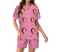 RoPox Personalized Pajamas Set, Custom Pyjama Set with Photo Face, Custom Short Pajamas, Custom Face Pajamas, Suitable for both men and women