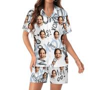 RoPox Personalized Pajamas Set, Custom Pyjama Set with Photo Face, Custom Short Pajamas, Custom Face Pajamas, Suitable for both men and women