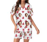 RoPox Personalized Pajamas Set, Custom Pyjama Set with Photo Face, Custom Short Pajamas, Custom Face Pajamas, Suitable for both men and women