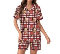 RoPox Personalized Pajamas Set, Custom Pyjama Set with Photo Face, Custom Short Pajamas, Custom Face Pajamas, Suitable for both men and women