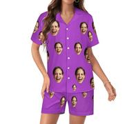RoPox Personalized Pajamas Set, Custom Pyjama Set with Photo Face, Custom Short Pajamas, Custom Face Pajamas, Suitable for both men and women