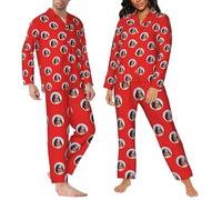 RoPox Personalized Pajamas Set for Women Men,Customized Face Sleepwear Nightwear Gift,Button Down Matching Couples