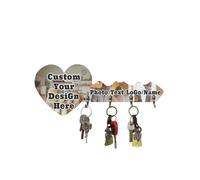 RoPox Personalized Wooden Key Hooks, Customizable with Photos/Text/Names/Logos, 4 Hooks Wooden Key Holder, Key Holder for The Home for Entryway, Home, Office & Door Decor