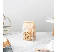 Roppolo 100 Pcs Bread Bags with Tin Tie, Loaf Bags Made Of Brown Cotton Paper, Storage Packing Bag with Clear Window for Bakery, Cafe, Homemade Bread, Mini Size 3.9 Inch