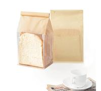 Roppolo 50 Pcs 5.1 Inch Bread Bags with Tin Tie, Small Loaf Bags Made Of Brown Cotton Paper, Storage Packing Bag with Clear Window for Bakery, Cafe, Homemade Bread