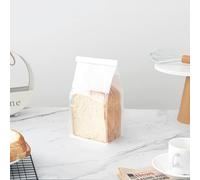 Roppolo 50 Pcs 5.1 Inch Bread Bags with Tin Tie, Small Loaf Bags Made Of White Cotton Paper, Storage Packing Bag with Clear Window for Bakery, Cafe, Homemade Bread