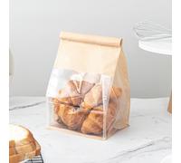Roppolo 50 Pcs 6.3 Inch Bread Bags with Tin Tie, Medium Loaf Bags Made Of Brown Cotton Paper, Storage Packing Bag with Clear Window for Bakery, Cafe, Homemade Bread