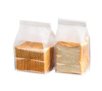 Roppolo 50 Pcs 6.3 Inch Bread Bags with Tin Tie, Medium Loaf Bags Made Of White Cotton Paper, Storage Packing Bag with Clear Window for Bakery, Cafe, Homemade Bread