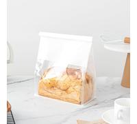 Roppolo 50 Pcs 8.6 Inch Bread Bags with Tin Tie, Large Loaf Bags Made Of White Cotton Paper, Storage Packing Bag with Clear Window for Bakery, Cafe, Homemade Bread