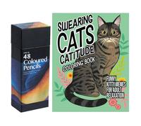 Roqalmia Cat Coloring Book | Cute Cat Coloring Book for Adults | Crafts Supplies Set Relaxing Activity for Women Teens Girl Enthusiasts Friends Gathering